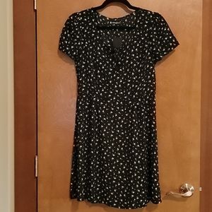 Black Ditsy Floral Print Dress Size S